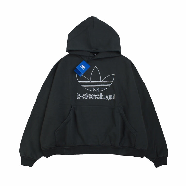 BALENCIAGA - Adidas Hoodie - Black Unisex Streetwear Limited Edition