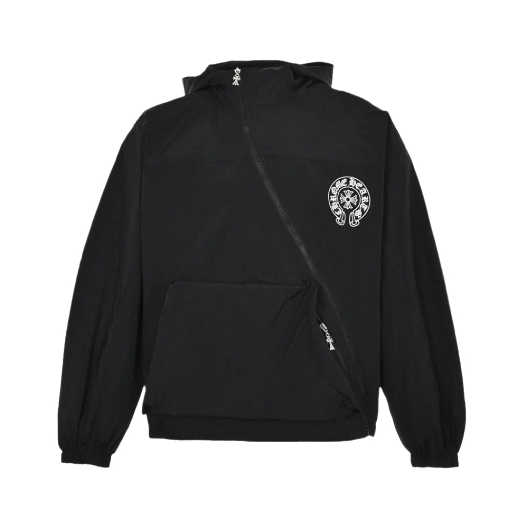 CHROME Hearts Asymmetrical Zip Hoodie - Black Unisex Streetwear Limited Edition - The CHROME HEARTS ASYMMETRICAL ZIP HOODIE - REPLICA fuses luxury craftsmanship with bold streetwear aesthetics