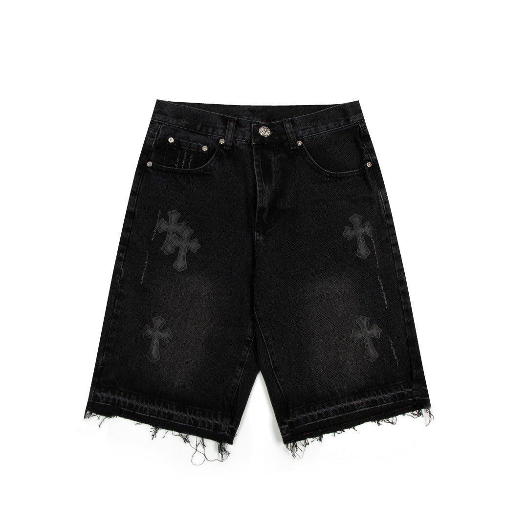 CHROME Hearts Cross Patch Jorts Shorts - Black Unisex Streetwear Limited Edition