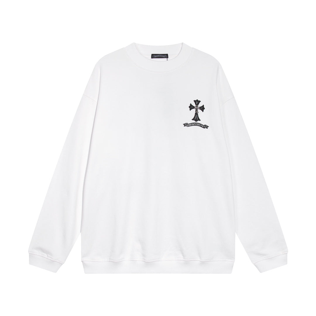 CHROME Hearts Cross Sweatshirt White - Black Unisex Streetwear Limited Edition