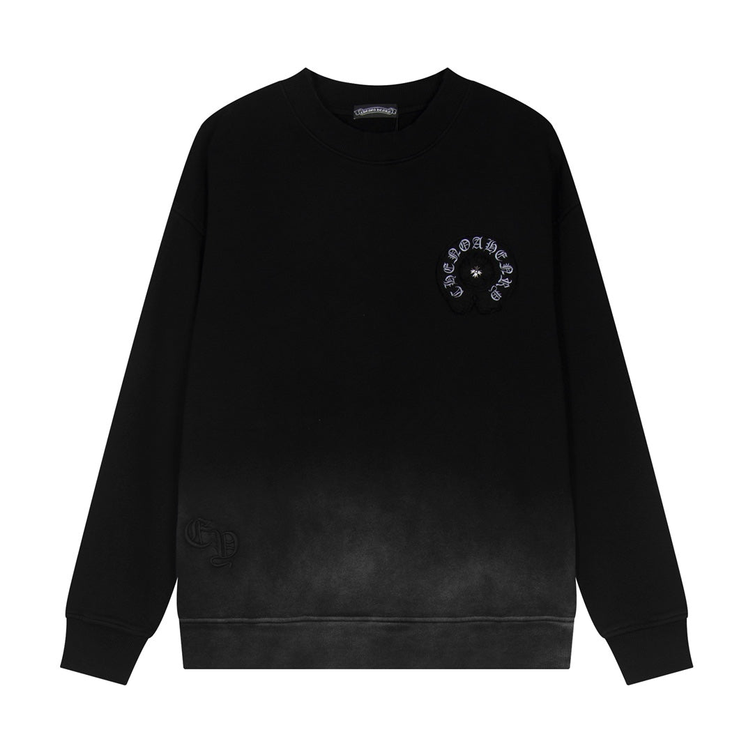 CHROME Hearts Horse Shoe Logo Sweatshirt Gradient - Black Unisex Streetwear Limited Edition