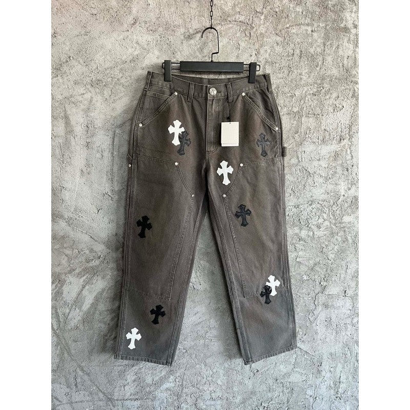 CHROME Hearts Jeans - Brown Unisex Streetwear Limited Edition - The CHROME HEARTS JEANS BROWN - REPLICA redefine edgy sophistication with their rich brown hue