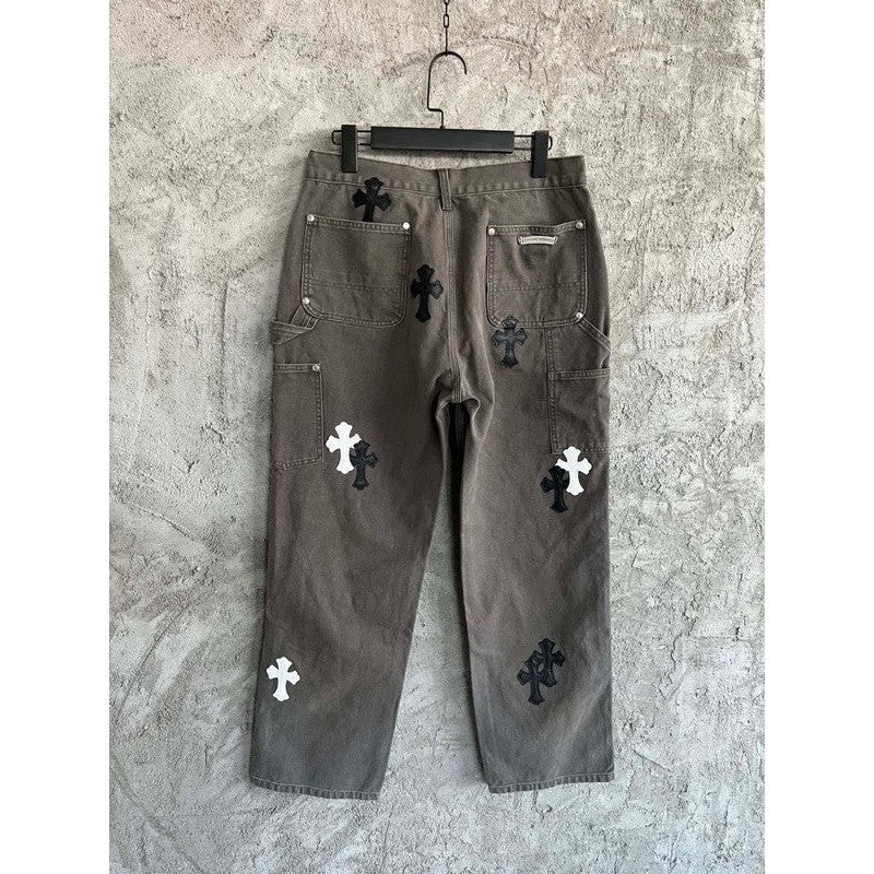CHROME Hearts Jeans - Brown Unisex Streetwear Limited Edition - The CHROME HEARTS JEANS BROWN - REPLICA redefine edgy sophistication with their rich brown hue