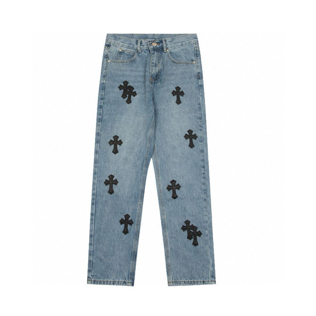 CHROME Hearts - Levi's Cross Patch Jeans - Red Unisex Streetwear Limited Edition