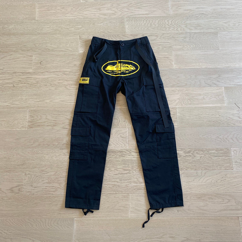 CORTEIZ Alcatraz Guerrilaz Cargo Pants - Yellow - Black Unisex Streetwear Limited Edition