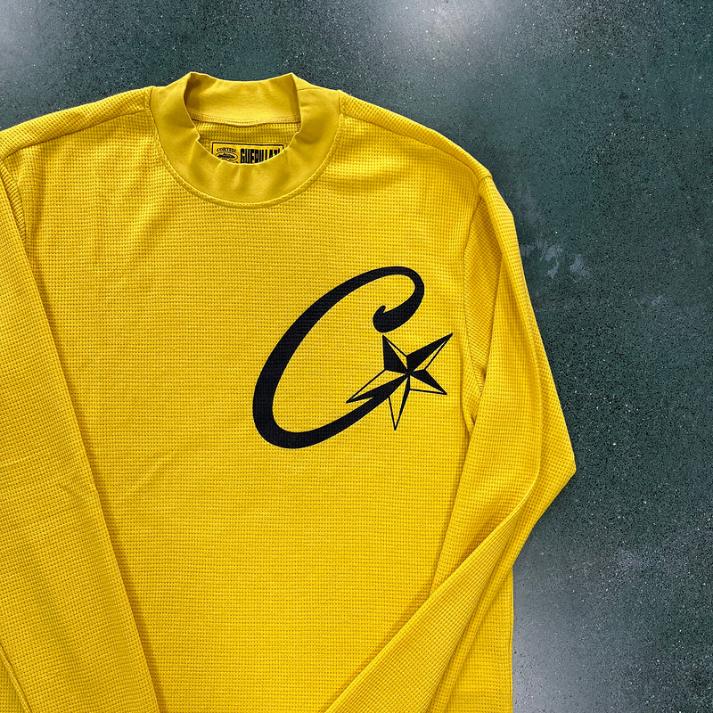 CORTEIZ Alcatraz Waffle Longsleeve - Yellow Unisex Streetwear Limited Edition - The CORTEIZ ALCATRAZ WAFFLE LONGSLEEVE YELLOW - REPLICA combines bold style with unmatched comfort, making