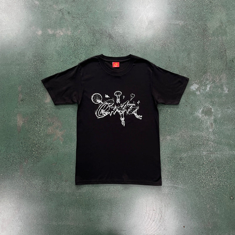 CORTEIZ Allstarz Skydiver Tee T-Shirt - Black Unisex Streetwear Limited Edition - The CORTEIZ ALLSTARZ SKYDIVER TEE BLACK - REPLICA takes streetwear to new heights with its