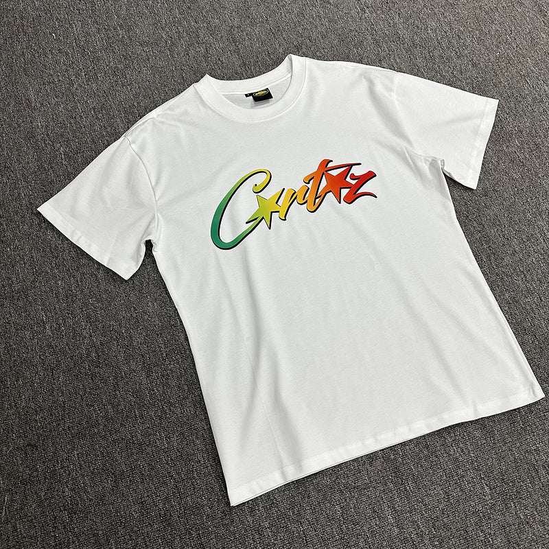 CORTEIZ Allstarz T-shirt Rasta Gradient - White Unisex Streetwear Limited Edition - The CORTEIZ ALLSTARZ T-SHIRT WHITE RASTA GRADIENT - REPLICA is a vibrant fusion of streetwear