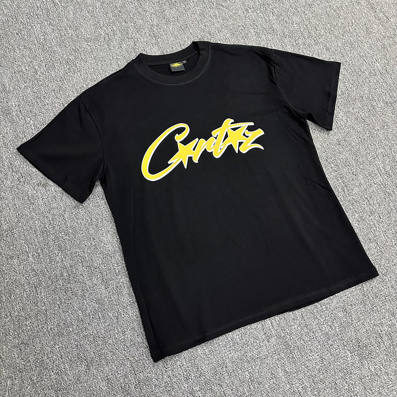 CORTEIZ Allstarz Tee Gold T-Shirt - Black Unisex Streetwear Limited Edition - The CORTEIZ ALLSTARZ TEE BLACK GOLD - REPLICA is a bold fusion of luxury and