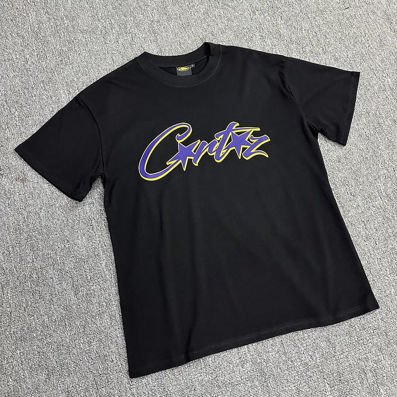 CORTEIZ Allstarz Tee Purple T-Shirt - Black Unisex Streetwear Limited Edition - The CORTEIZ ALLSTARZ TEE BLACK PURPLE - REPLICA combines bold streetwear aesthetics with premium comfort.