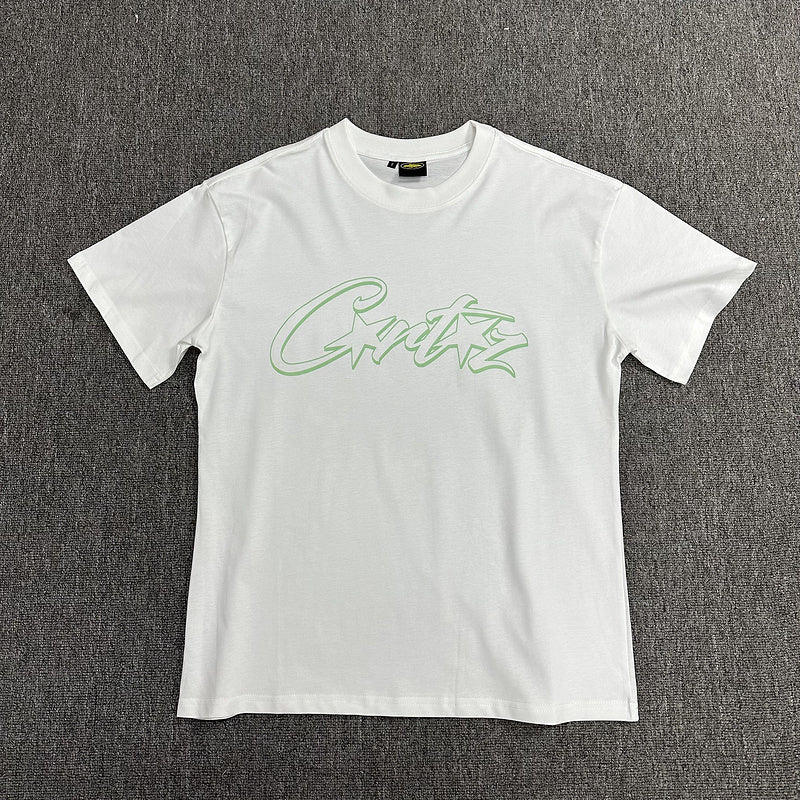 CORTEIZ Allstarz Tee Green T-Shirt - White Unisex Streetwear Limited Edition - The CORTEIZ ALLSTARZ TEE WHITE GREEN - REPLICA combines sleek minimalism with bold streetwear vibes.