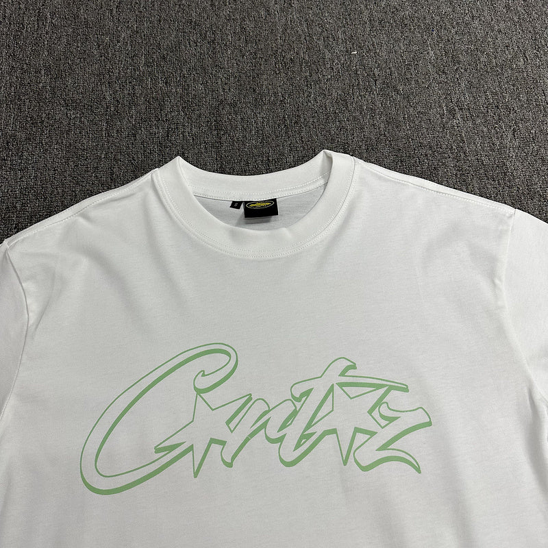 CORTEIZ Allstarz Tee Green T-Shirt - White Unisex Streetwear Limited Edition - The CORTEIZ ALLSTARZ TEE WHITE GREEN - REPLICA combines sleek minimalism with bold streetwear vibes.
