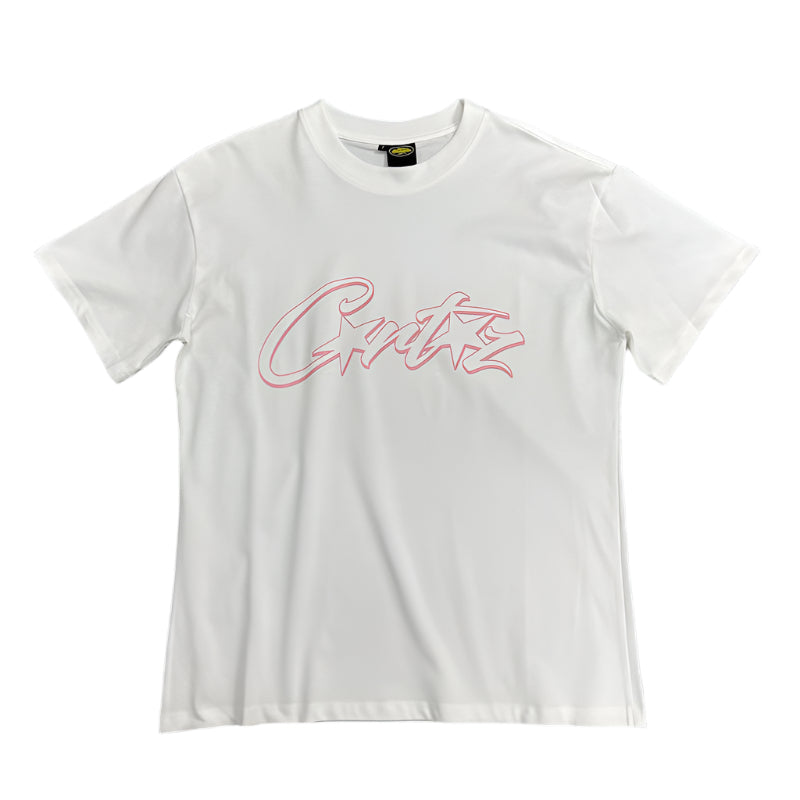 CORTEIZ Allstarz Tee Pink T-Shirt - White Unisex Streetwear Limited Edition - The CORTEIZ ALLSTARZ TEE WHITE PINK - REPLICA offers a fresh take on bold streetwear
