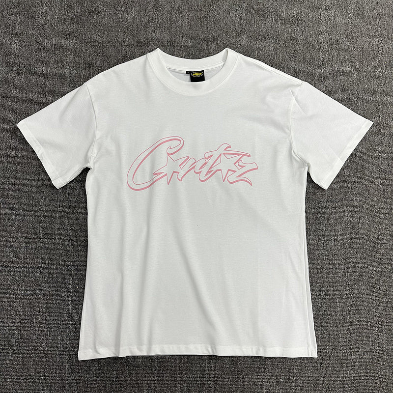 CORTEIZ Allstarz Tee Pink T-Shirt - White Unisex Streetwear Limited Edition - The CORTEIZ ALLSTARZ TEE WHITE PINK - REPLICA offers a fresh take on bold streetwear