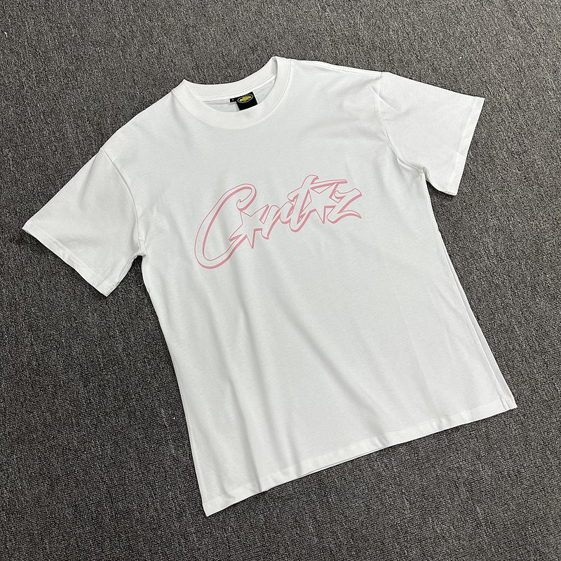 CORTEIZ Allstarz Tee Pink T-Shirt - White Unisex Streetwear Limited Edition - The CORTEIZ ALLSTARZ TEE WHITE PINK - REPLICA offers a fresh take on bold streetwear
