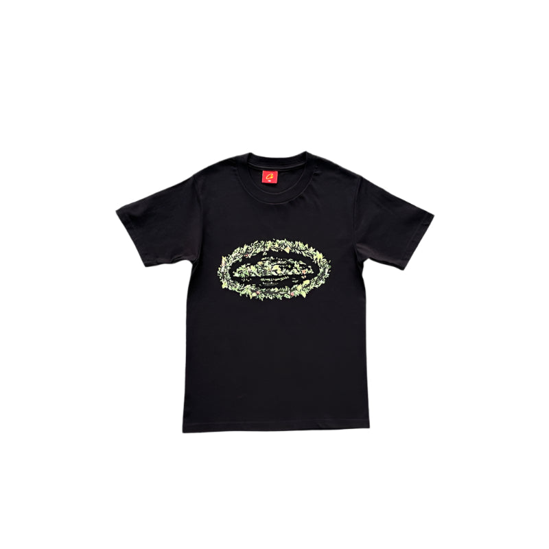 CORTEIZ Grass Round Tee T-Shirt - Black Unisex Streetwear Limited Edition - The CORTEIZ GRASS ROUND TEE BLACK - REPLICA merges sleek simplicity with bold streetwear aesthetics.