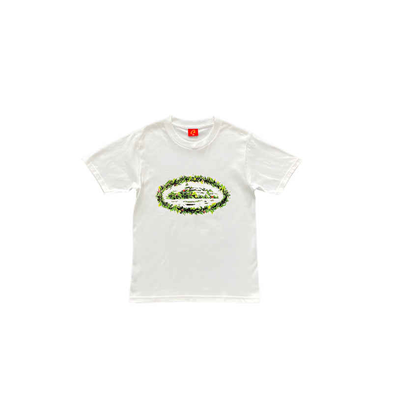 CORTEIZ Grass Round Tee T-Shirt - White Unisex Streetwear Limited Edition - The CORTEIZ GRASS ROUND TEE WHITE - REPLICA blends minimalistic design with bold streetwear vibes.
