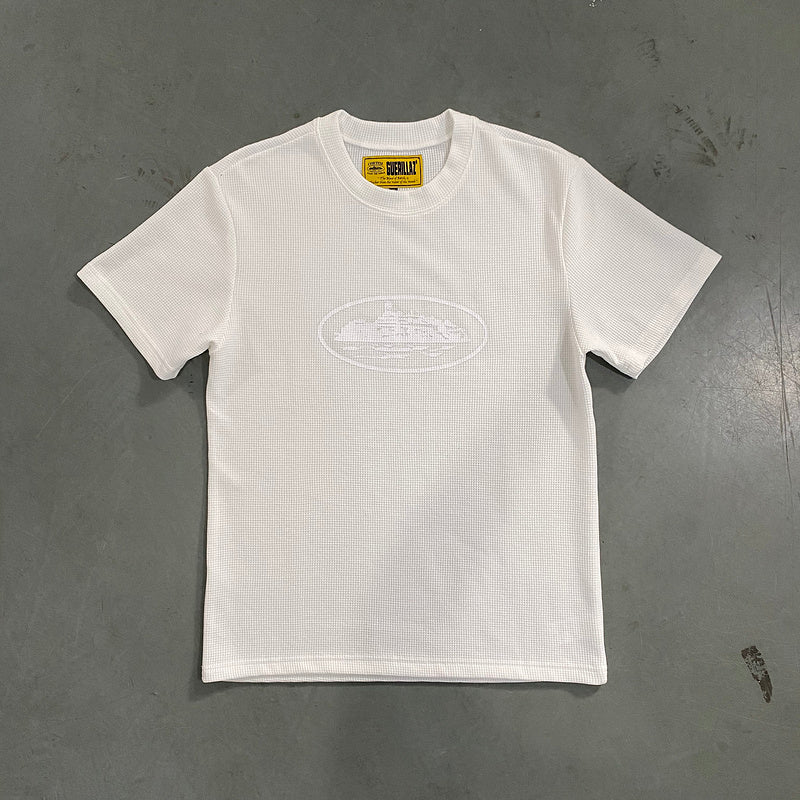 CORTEIZ Insignia Waffle Tee T-Shirt - White Unisex Streetwear Limited Edition - The CORTEIZ INSIGNIA WAFFLE TEE WHITE - REPLICA combines premium comfort with bold streetwear design.