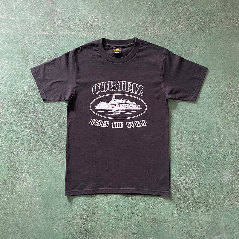 CORTEIZ Og Alcatraz Tee White T-Shirt - Black Unisex Streetwear Limited Edition - The CORTEIZ OG ALCATRAZ TEE BLACK WHITE - REPLICA is a perfect blend of bold