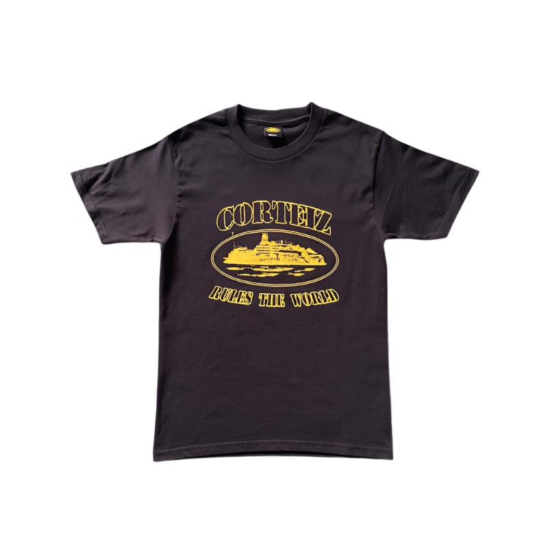 CORTEIZ Og Alcatraz Tee Yellow T-Shirt - Black Unisex Streetwear Limited Edition - The CORTEIZ OG ALCATRAZ TEE BLACK YELLOW - REPLICA is a standout piece that combines