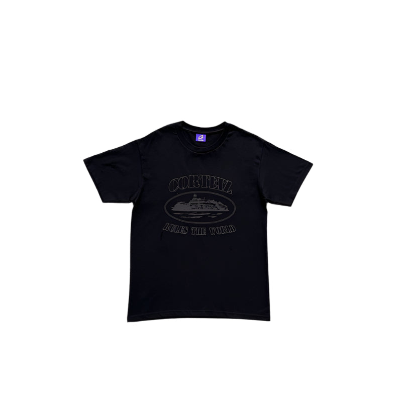 CORTEIZ Og Alcatraz Tee Triple T-Shirt - Black Unisex Streetwear Limited Edition - The CORTEIZ OG ALCATRAZ TEE TRIPLE BLACK - REPLICA embodies sleek streetwear style with a