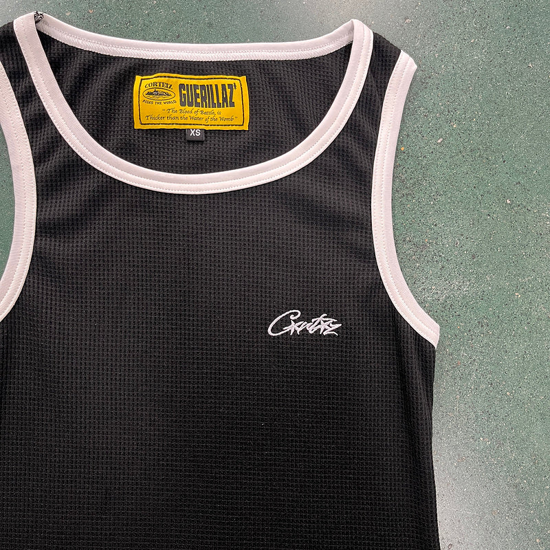 CORTEIZ Og Contrast Tank Top - Black Unisex Streetwear Limited Edition - The CORTEIZ OG CONTRAST TANK TOP BLACK - REPLICA delivers sleek design with a bold