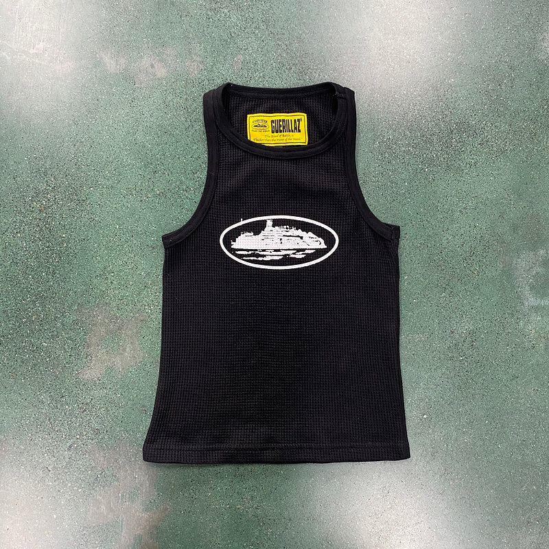 CORTEIZ Rtw Og Women's Alcatraz Tank Top White - Black Unisex Streetwear Limited Edition - The CORTEIZ RTW OG WOMEN'S ALCATRAZ TANK TOP BLACK WHITE - REPLICA combines sleek streetwear