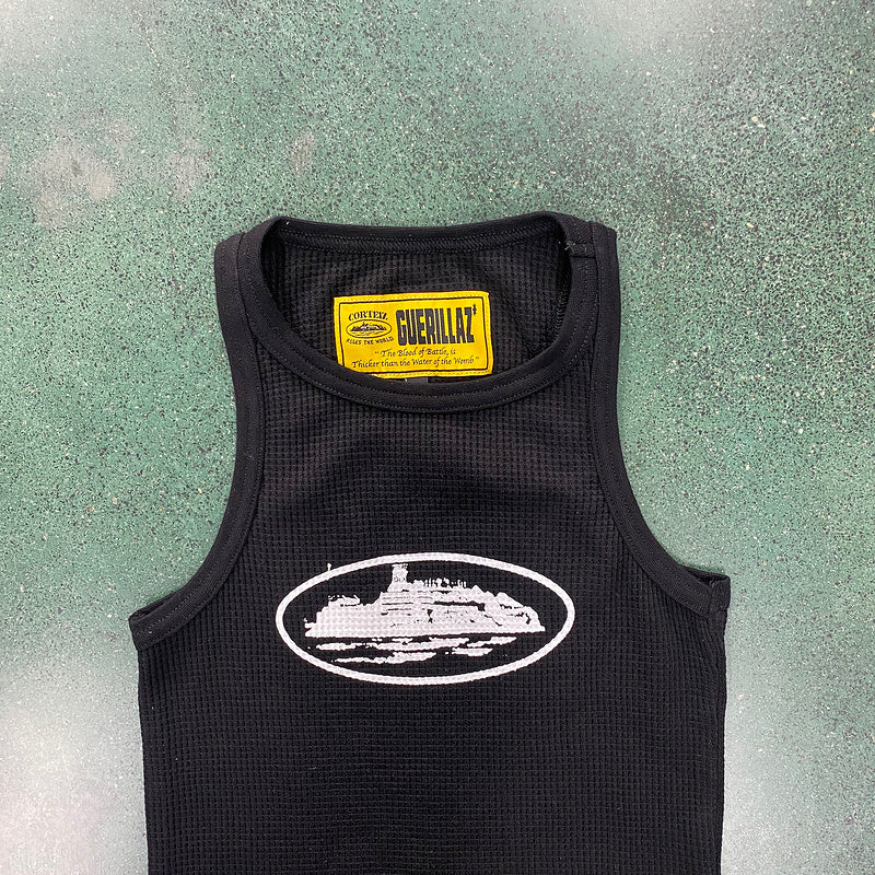 CORTEIZ Rtw Og Women's Alcatraz Tank Top White - Black Unisex Streetwear Limited Edition - The CORTEIZ RTW OG WOMEN'S ALCATRAZ TANK TOP BLACK WHITE - REPLICA combines sleek streetwear