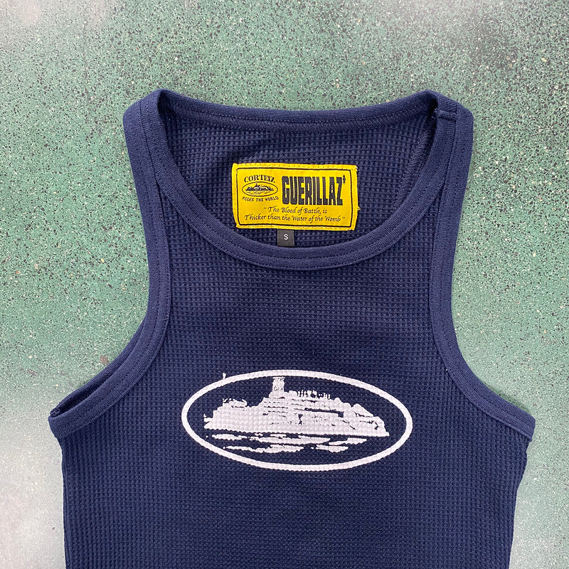 CORTEIZ Rtw Og Women's Alcatraz Tank Top - Navy Unisex Streetwear Limited Edition - The CORTEIZ RTW OG WOMEN'S ALCATRAZ TANK TOP NAVY - REPLICA delivers a sleek and
