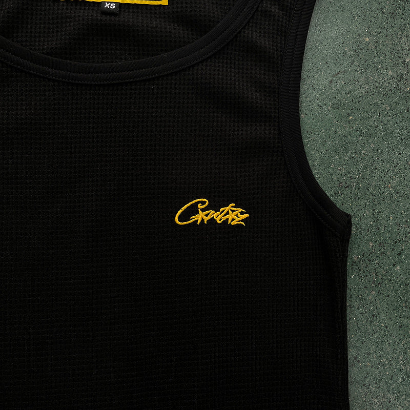 CORTEIZ Waffle Tank Top - Black Unisex Streetwear Limited Edition - The CORTEIZ WAFFLE TANK TOP BLACK - REPLICA is a sleek and versatile addition to