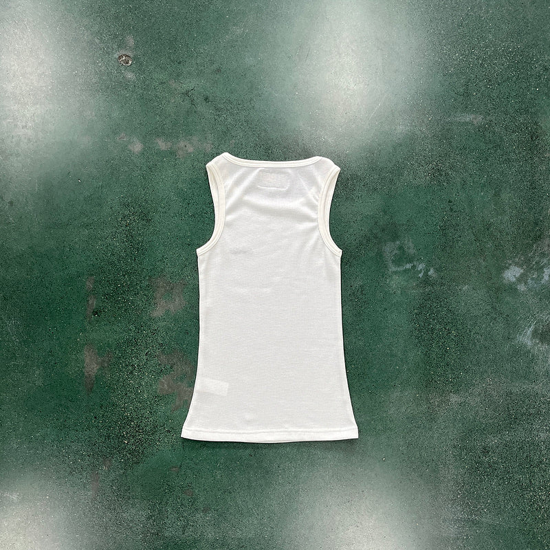 CORTEIZ Waffle Tank Top - White Unisex Streetwear Limited Edition - The CORTEIZ WAFFLE TANK TOP WHITE - REPLICA combines sleek minimalism with streetwear functionality. Crafted