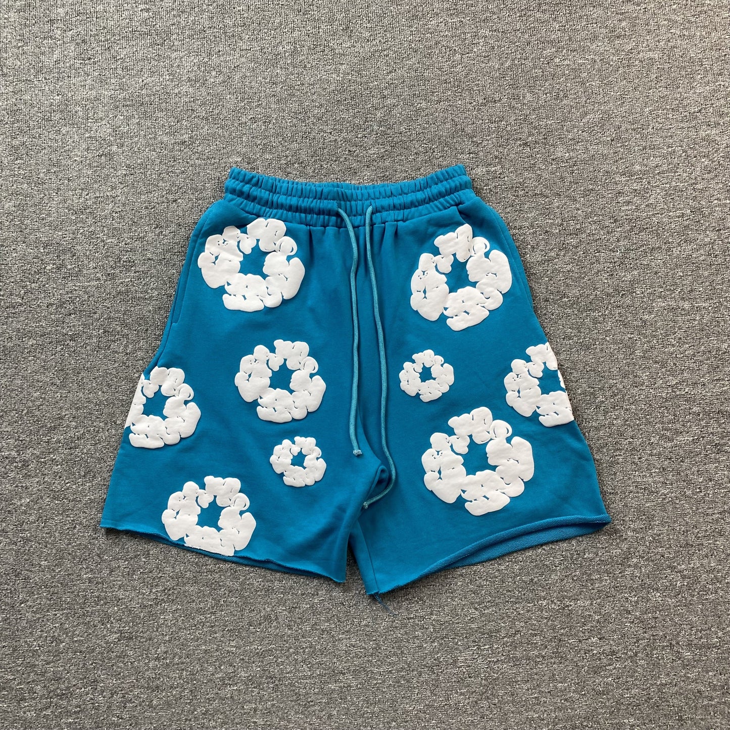 DENIM Tears Cotton Wreath Shorts Cerulean - Blue Unisex Streetwear Limited Edition - The DENIM TEARS COTTON WREATH SHORTS CERULEAN - REPLICA combine bold cultural symbolism with a