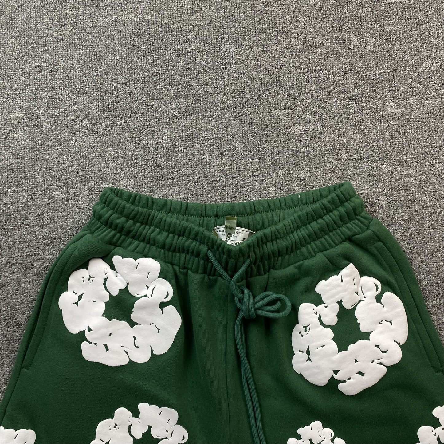 DENIM Tears Cotton Wreath Shorts - Green Unisex Streetwear Limited Edition - The DENIM TEARS COTTON WREATH SHORTS GREEN - REPLICA bring a vibrant touch to iconic