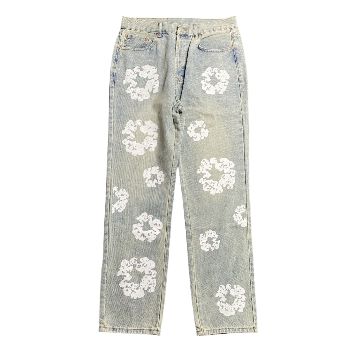 DENIM Tears - Levi's Dirty Wash Wreath Jeans Light Wash - Black Unisex Streetwear Limited Edition - The Denim Tears x Levi's Dirty Wash Wreath Jeans Light Wash Replica bring together iconic