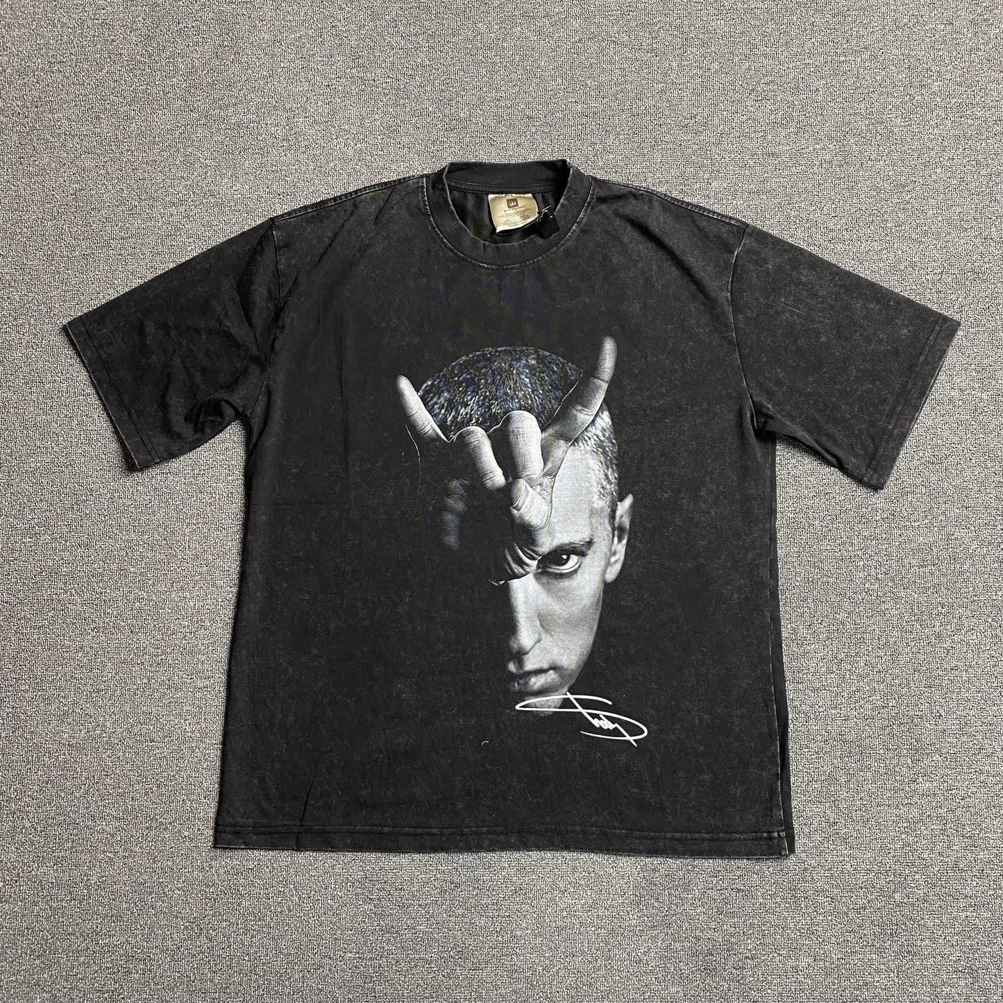 EMINEM Vintage Graphic Tee Dark T-Shirt - Grey Unisex Streetwear Limited Edition - The EMINEM VINTAGE GRAPHIC TEE DARK GREY - REPLICA is a must-have for hip-hop fans