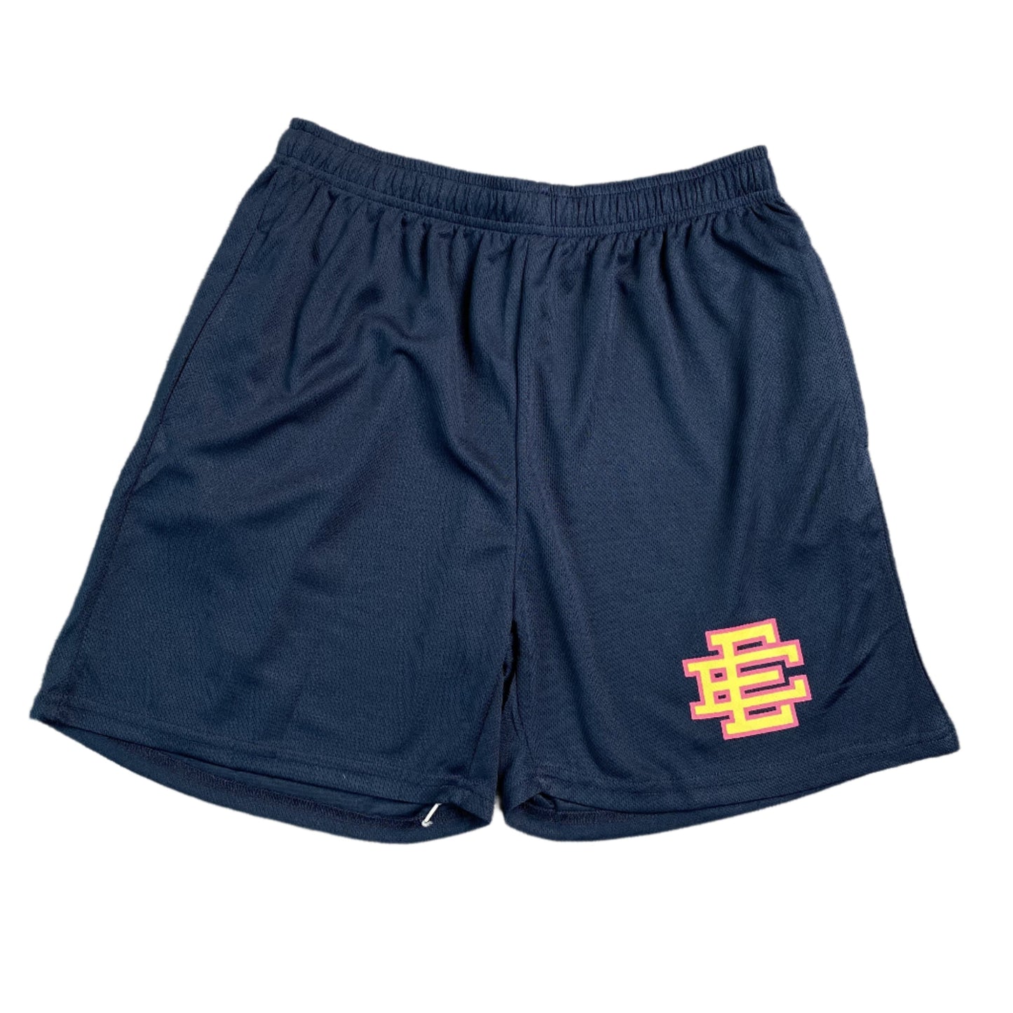 ERIC Emanuel Ee Basic Shorts Navy - Mauve - - Yellow Unisex Streetwear Limited Edition - The ERIC EMMANUEL EE BASIC SHORTS NAVY/MAUVE/YELLOW - REPLICA fuse luxury streetwear aesthetics with premium