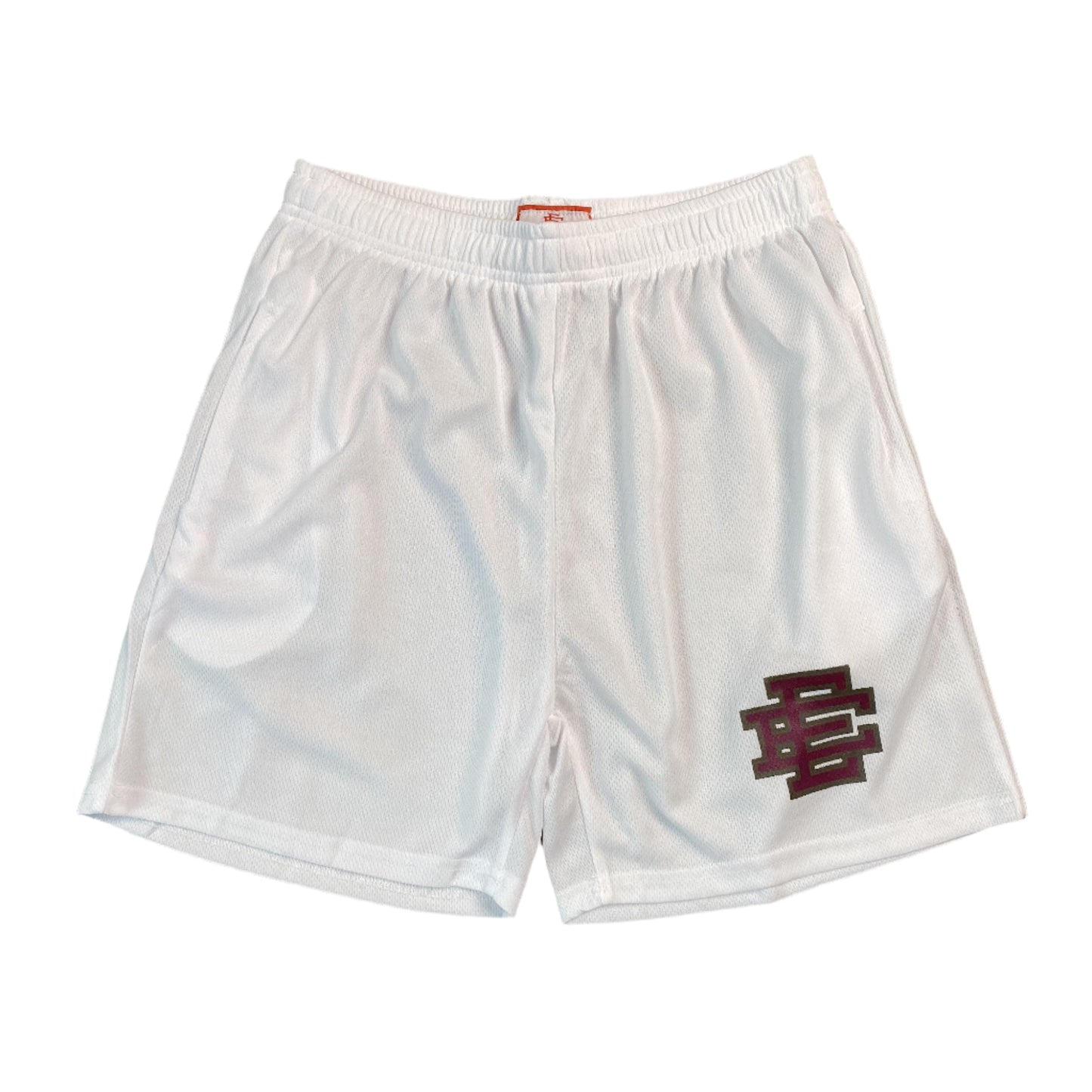 ERIC Emanuel Ee Basic Shorts - Grey - Maroon - White Unisex Streetwear Limited Edition - The ERIC EMMANUEL EE BASIC SHORTS WHITE/GREY/MAROON - REPLICA seamlessly blend luxury streetwear aesthetics wit