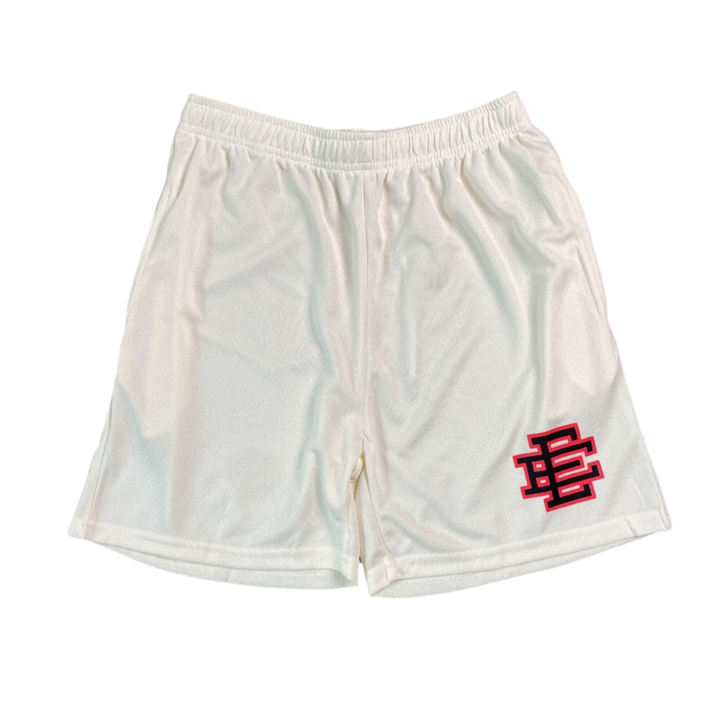 ERIC Emanuel Ee Basic Shorts Cream - - Red - Black Unisex Streetwear Limited Edition - The ERIC EMANUEL EE BASIC SHORTS CREAM/BLACK/RED - REPLICA bring together luxury streetwear aesthetics and