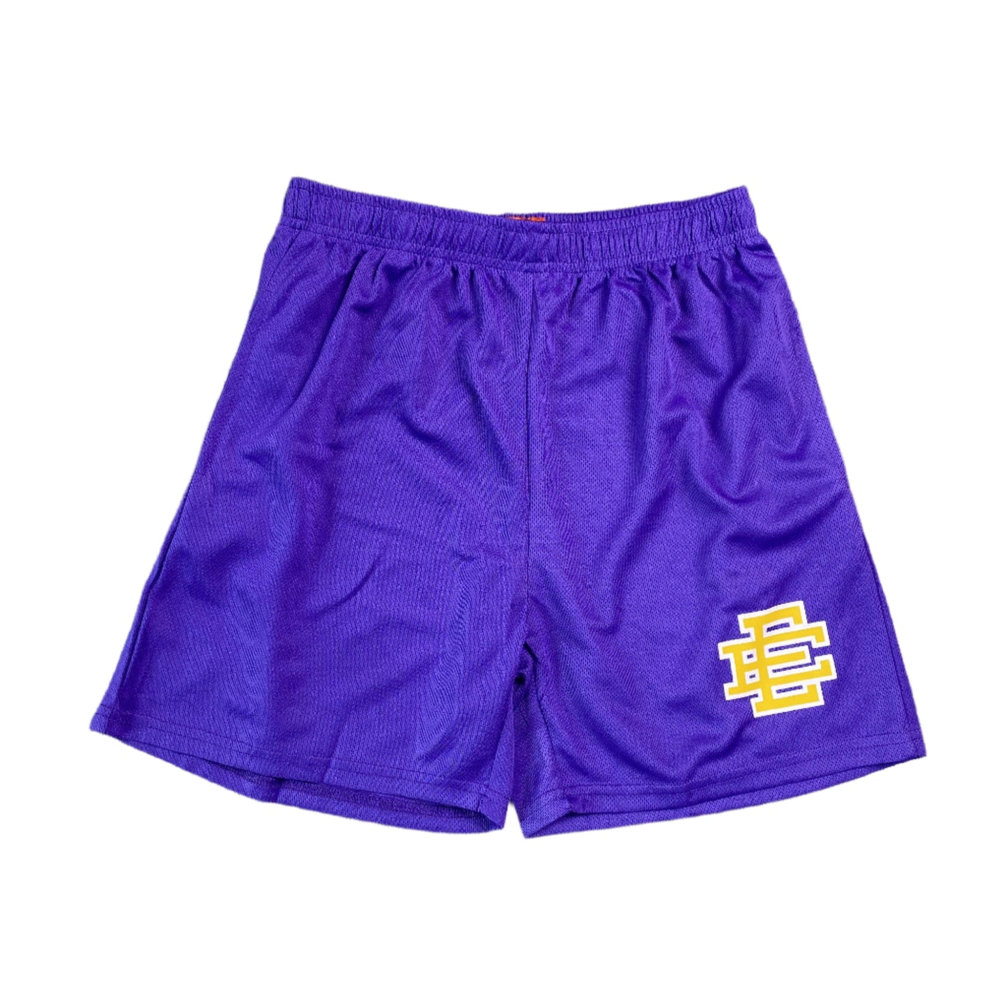 ERIC Emanuel Ee Basic Shorts Purple - - Yellow Unisex Streetwear Limited Edition - The ERIC EMANUEL EE BASIC SHORTS PURPLE/YELLOW - REPLICA bring bold streetwear aesthetics and premium
