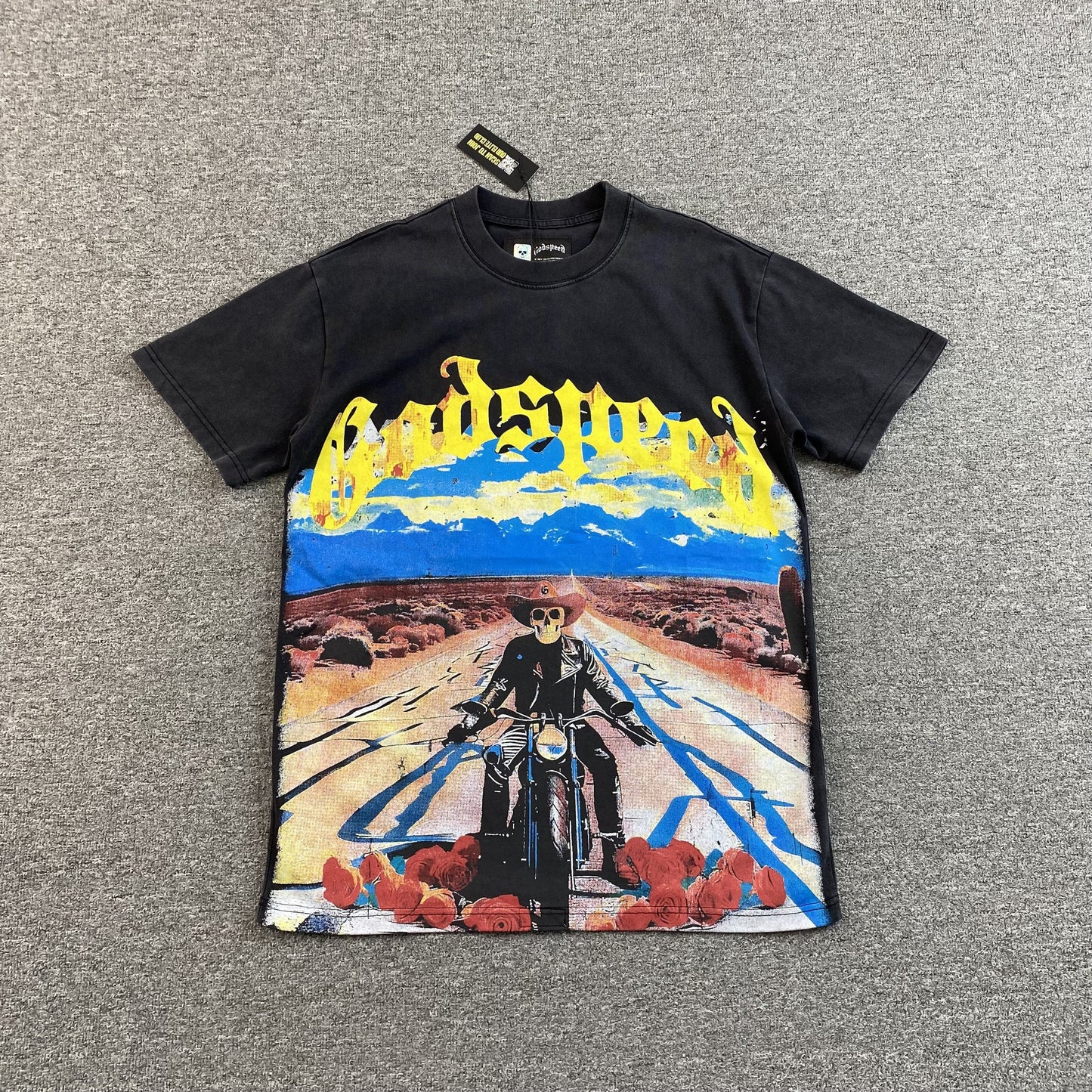 GODSPEED Long Lonely Road T-shirt - Black Unisex Streetwear Limited Edition - The GODSPEED LONG LONELY ROAD T-SHIRT BLACK - REPLICA is a bold fusion of racing
