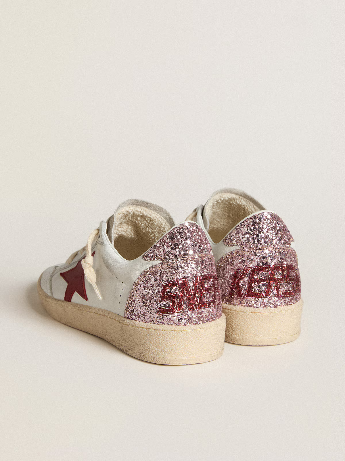 Golden Goose Ltd Edition Sneaker c - Red With Glitter Heel - White Unisex Streetwear Limited Edition