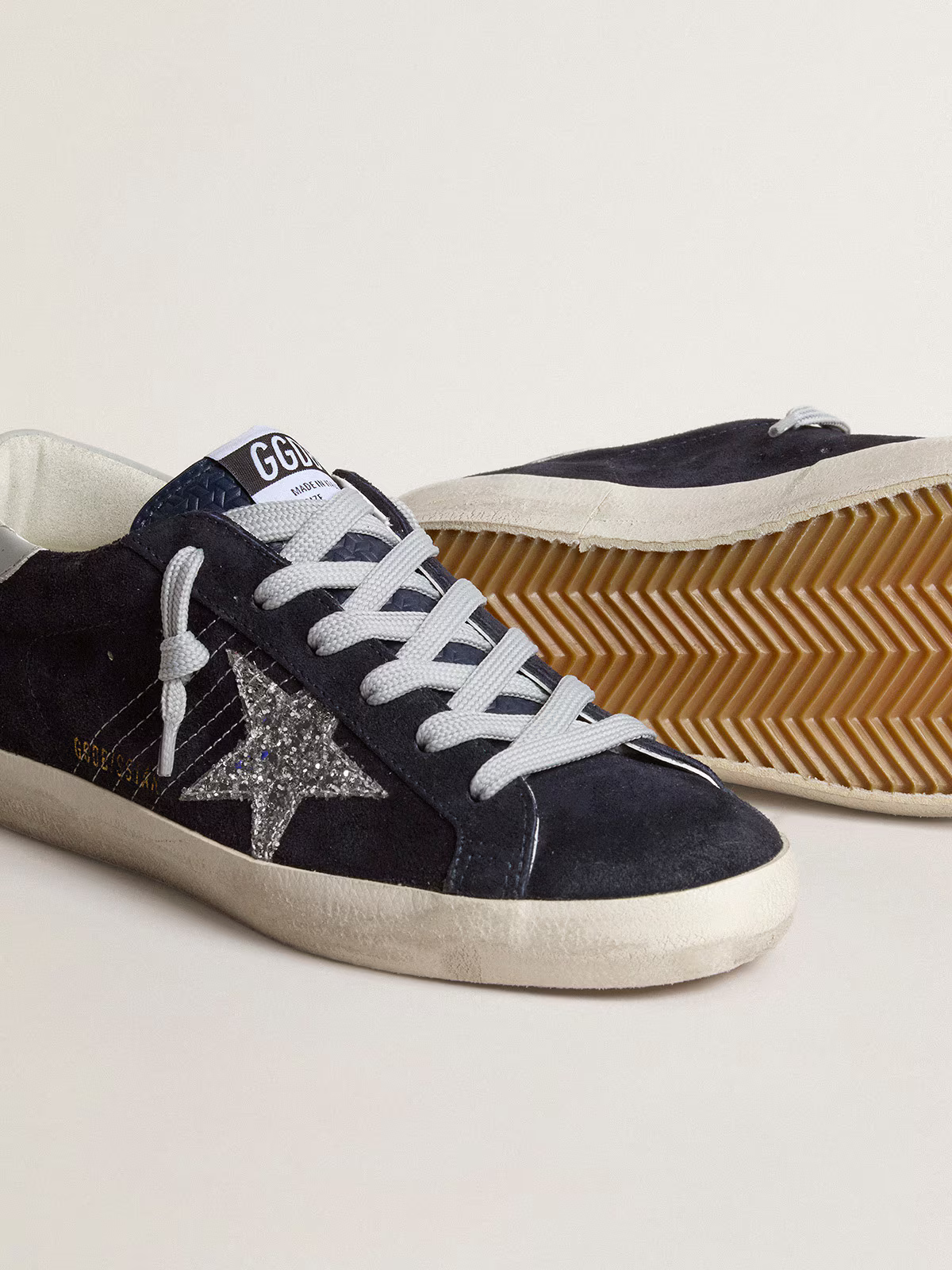 Golden Goose Super-star Glitter Star c Midnight Suede - Blue Unisex Streetwear Limited Edition
