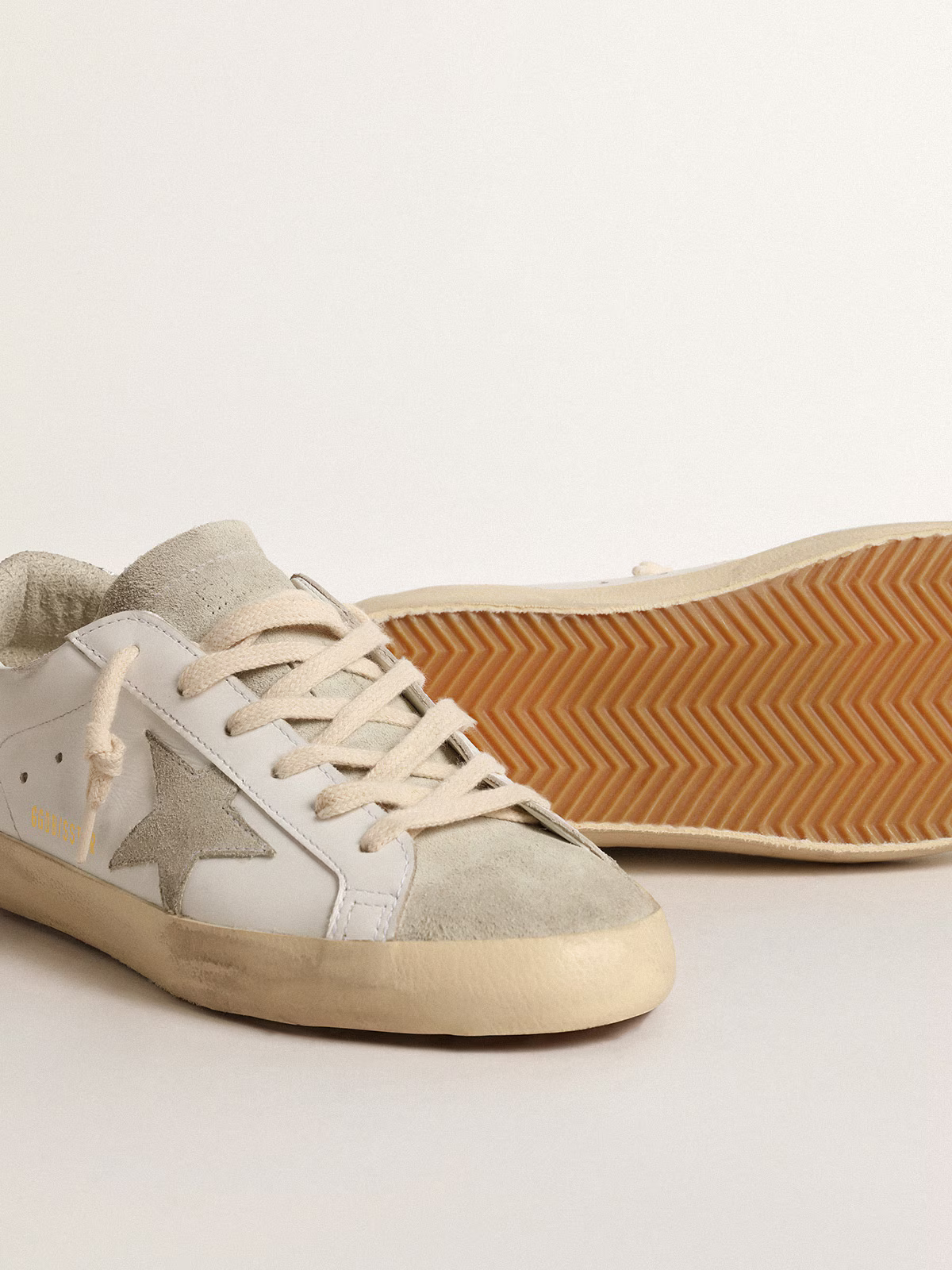 Golden Goose Superstar c Leather With Silver Glitter Heel - White Unisex Streetwear Limited Edition