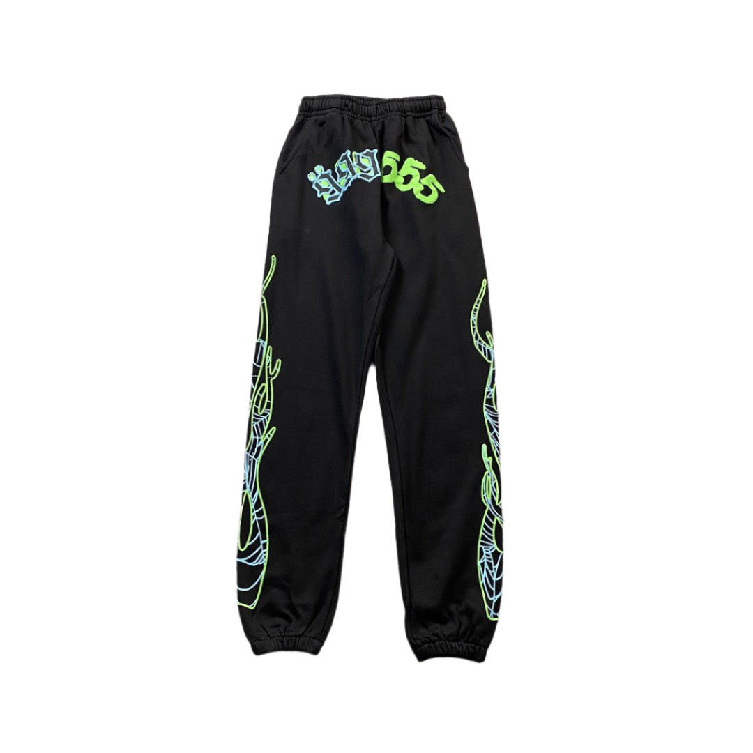 JUICE Wrld - Sp5der Sweatpants - Black Unisex Streetwear Limited Edition - The JUICE WRLD x SP5DER SWEATPANTS BLACK - REPLICA pay tribute to Juice WRLD s legacy