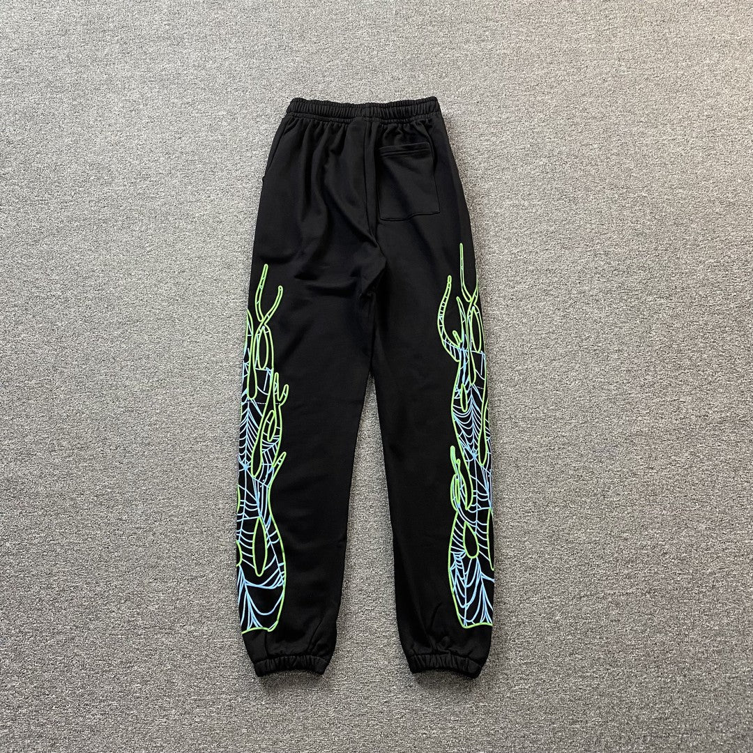 JUICE Wrld - Sp5der Sweatpants - Black Unisex Streetwear Limited Edition - The JUICE WRLD x SP5DER SWEATPANTS BLACK - REPLICA pay tribute to Juice WRLD s legacy