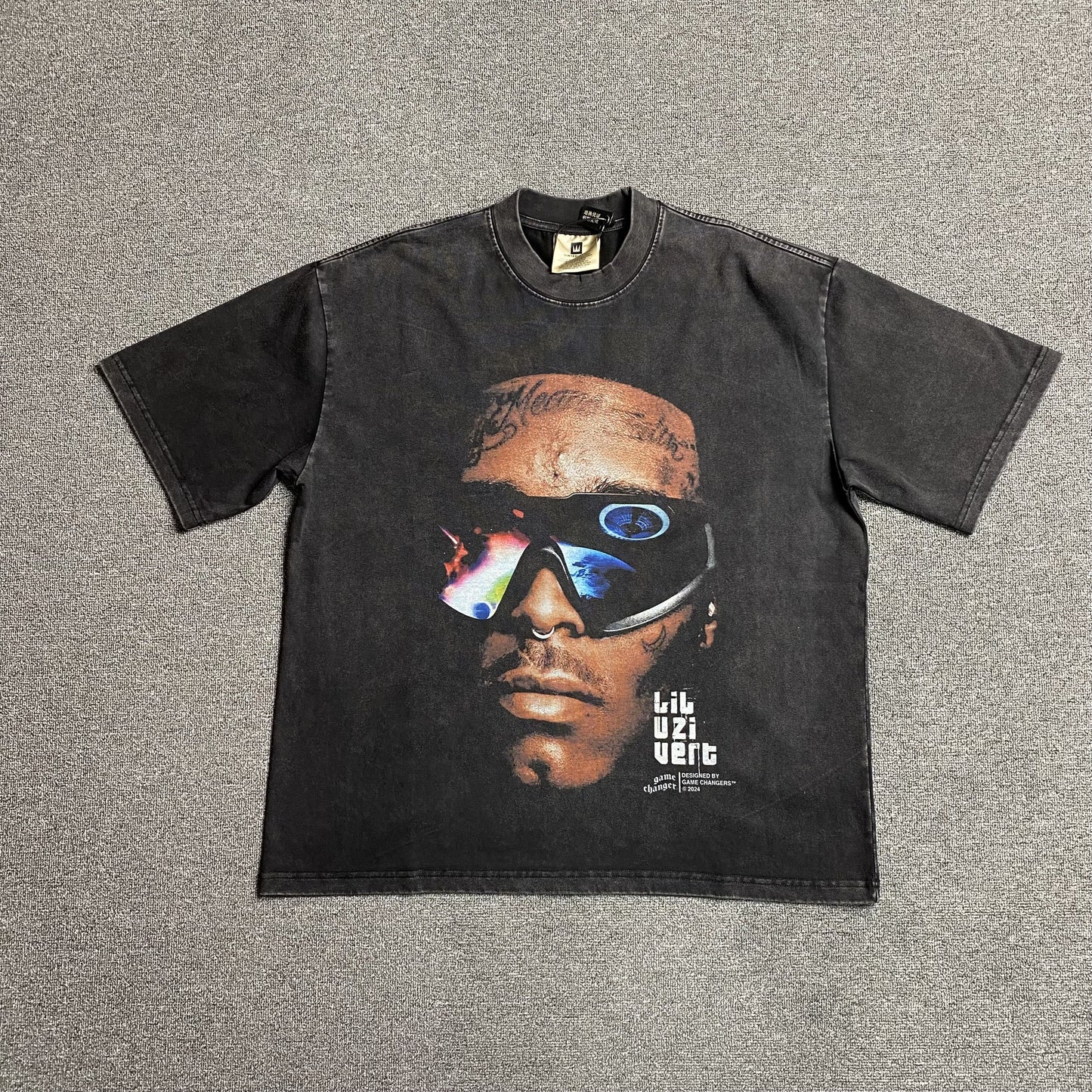LIL Uzi Vert Vintage Graphic Tee Dark T-Shirt - Grey Unisex Streetwear Limited Edition - The LIL UZI VERT VINTAGE GRAPHIC TEE DARK GREY - REPLICA blends hip-hop energy with