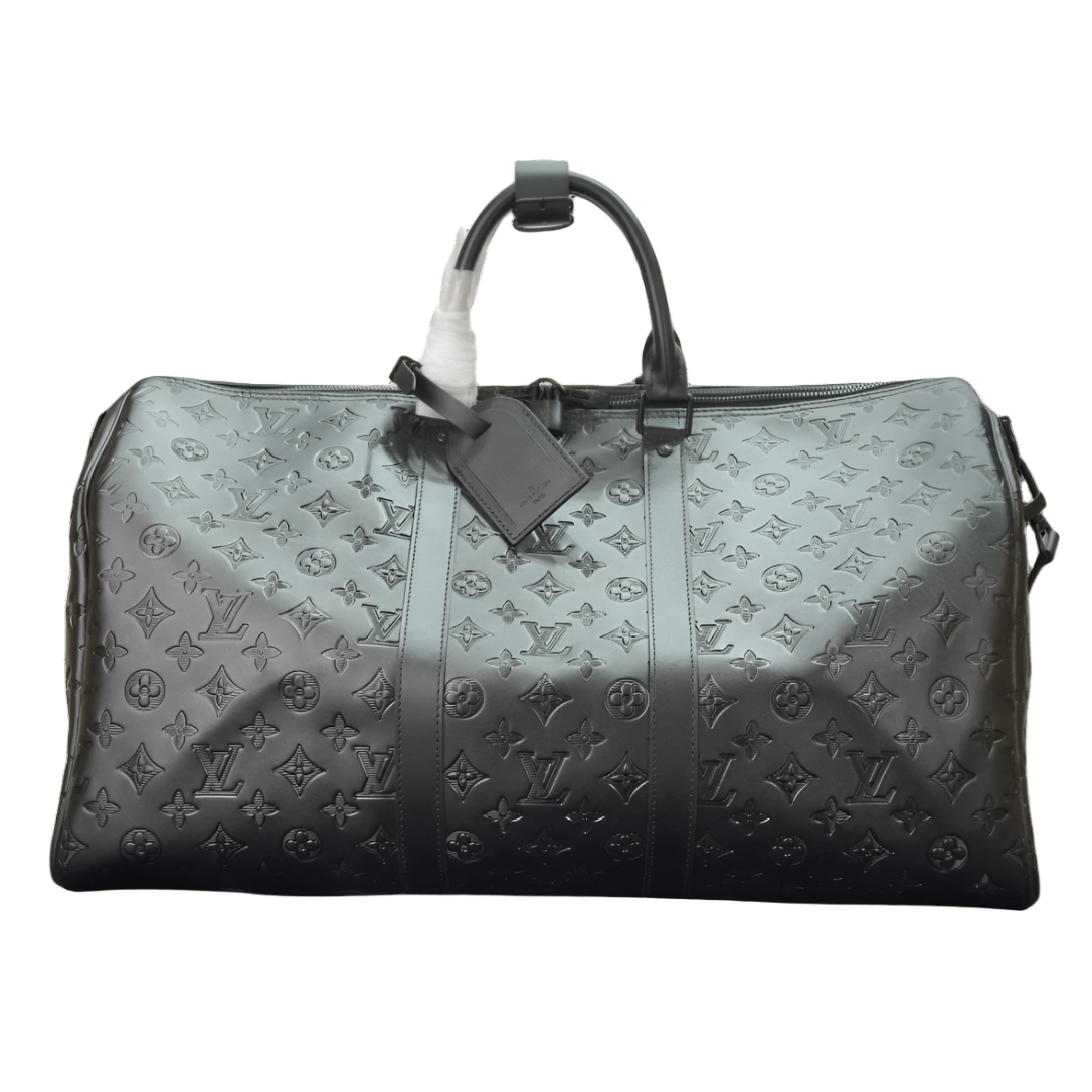LOUIS Vuitton Keepball 50 Leather Travel Bag - Black Unisex Streetwear Limited Edition
