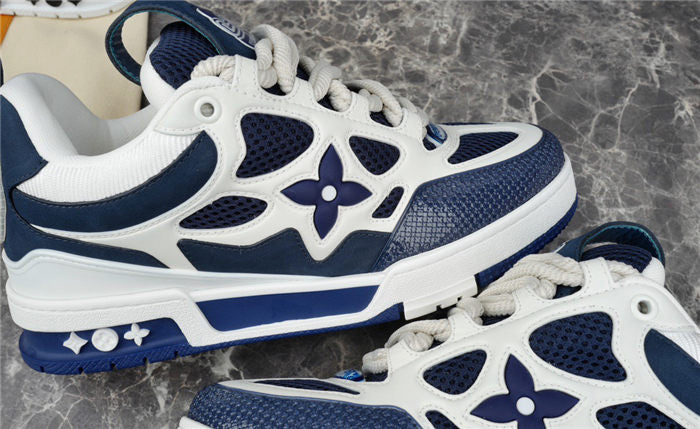 LOUIS Vuitton Lv Skate Sneaker Marine - White Unisex Streetwear Limited Edition - The LOUIS VUITTON LV SKATE SNEAKER MARINE WHITE - REPLICA combines nautical-inspired elegance with modern