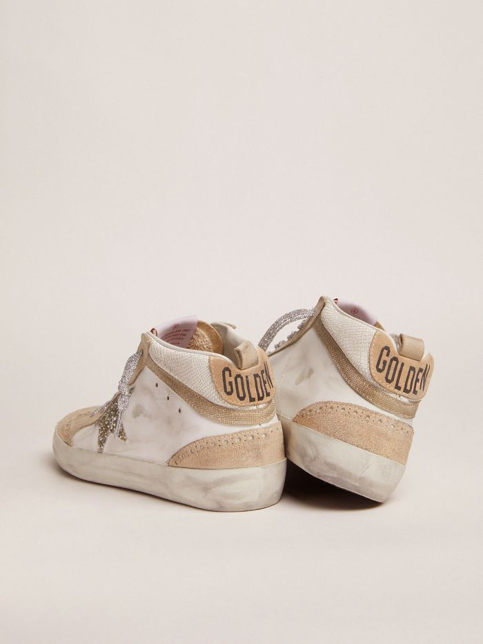 Mid Star Ltd Sneakers With Light Glitter Star And Snake-print Leather Insert - Green Unisex Streetwear Limited Edition