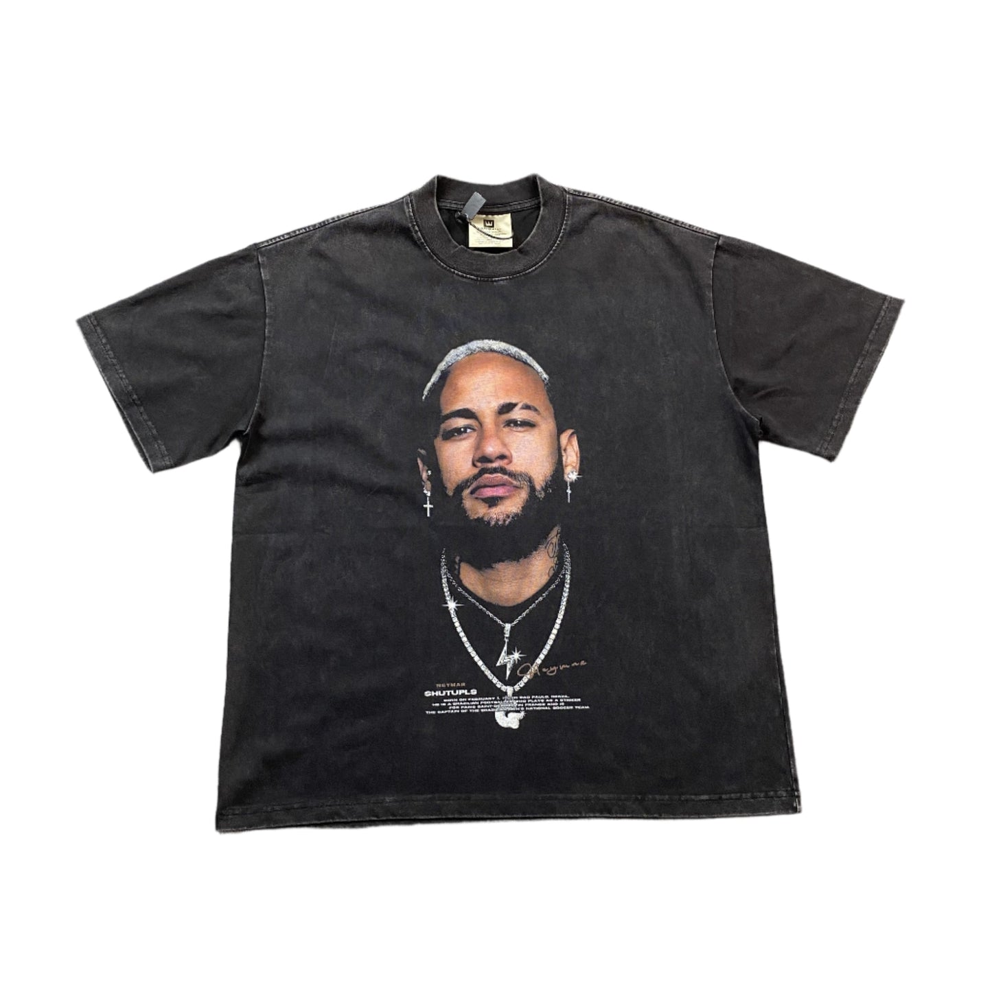 NEYMAR Vintage Graphic Tee Dark T-Shirt - Grey Unisex Streetwear Limited Edition - The NEYMAR VINTAGE GRAPHIC TEE DARK GREY - REPLICA is the perfect fusion of football